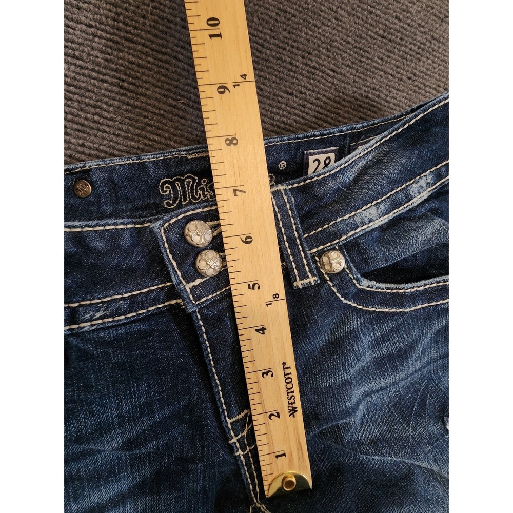 Miss Me Bootcut Jeans Women 28 Blue Embellished Pocket Y2K - Picture 14 of 15